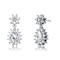 Pear Shape CZ Flower Cluster Drop Earrings In White Rhodium Over Brass