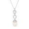 8.5-9mm Drop White Cultured Freshwater Pearl and CZ Rhodium Over
Sterling Silver Pendant