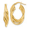 14k Yellow Gold Polished, Textured and Intertwined Twisted 1 1/16"
Oval Hoop Earrings
