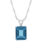 10x8mm Emerald Cut London Blue Topaz Rhodium Over Sterling Silver
Pendant With Chain