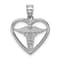 Rhodium Over 14k White Gold Polished and Textured Medical Heart Pendant