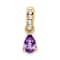 10k Yellow Gold 0.5 cttw Pear Amethyst and Accent Diamond Pendant