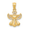 14k Yellow Gold Polished, Diamond-Cut and Textured Angel Pendant