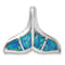 Rhodium Over Sterling Silver Blue Inlay Lab Created Opal Whale Tail
Slide Pendant