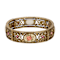 Gold Tone Rose Decal With Ivory Stretch Bracelet