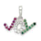 Sterling Silver Polished Red, White and Green CZ Joy Pendant