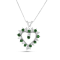 0.88ctw Emerald and Diamond Heart Shaped Pendant in 14k White Gold