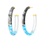 14K Yellow Gold Over Sterling Silver XL Oval Tie Dye Acrylic Hoop
Earrings In Black and Blue