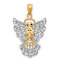 14k Yellow Gold and Rhodium Over 14k Yellow Gold Filigree Angel Pendant