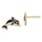 14k Yellow Gold White and Black Enamel Dolphin Stud Earrings
