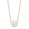 14K Yellow Gold 10-11mm Round White Fresh Water Cultured Pearl Rope Necklace