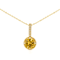 Natural Yellow Citirine 14 K Gold Round Shape Over Sterling Silver
Pendant with Chain