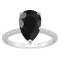 12x8mm Pear Shape Black Onyx and 1/10 ctw Diamond Rhodium Over Sterling
Silver Ring