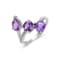 Amethyst and White Topaz Sterling Silver Bypass Ring, 3.78ctw