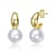 Pear Shape Shell Pearl Drop Earrings In 14K Gold Over Brass