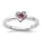 Sterling Silver Stackable Expressions Lab Created Ruby Heart Ring 0.08ctw