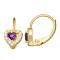 Purple And White Cubic Zirconia 14k Yellow Gold Over Silver Children's
Heart Earrings 0.63ctw