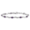 Rhodium Over 14k White Gold Diamond and Amethyst Bracelet