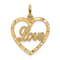 14k Yellow Gold Love Diamond-Cut Heart Pendant