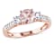 Morganite, Created White Sapphire and Diamond 10K Rose Gold Ring 1.19ctw