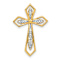 14K Two-tone Gold  Diamond Cross Chain Slide Pendant