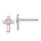 Rhodium Over Sterling Silver Cross Pink Enamel Heart Post Earrings