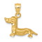 14k Yellow Gold Brushed and Diamond-Cut Dachshund Pendant