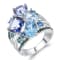 Multi-color Quartz, Blue Topaz and Green Nanocrystal Rhodium Over
Sterling Silver Ring
