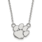 Rhodium Over Sterling Silver LogoArt Clemson University Tiger Paw Small
Pendant Necklace
