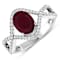 1.74ctw Red Ruby and Diamond 14K White Gold Halo Ring