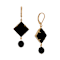 Square Semi-Precious & Round Bead Drop Earrings