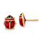 14k Yellow Gold Polished Red and Black Enameled Large Ladybug Stud Earrings