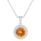 7mm Round Citrine and White Topaz Accent Rhodium Over Sterling Silver
Halo Pendant w/Chain