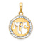 14k Two-tone Gold Diamond-cut MOM Cut-out Heart Pendant