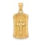 14K Yellow Gold Polished and Textured Dog Tag Cross Pendant