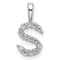 Rhodium Over 14K White Gold Lab Grown Diamond Letter S Initial Pendant