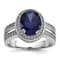 Rhodium Over Sterling Silver Polished Blue and White Cubic Zirconia Halo Ring