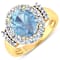 3.73ctw Blue Aquamarine and Diamond 14K Yellow Gold Halo Ring