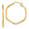 14k Yellow Gold Textured 1 1/8" Twisted Hexagon Hoop Earrings