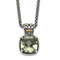 Sterling Silver Antiqued with 14K Accent Green Quartz Necklace