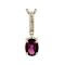 Grape Garnet And White Diamond Pendant Necklace In Solid 10K Yellow Gold 1.22ctw