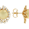 Golden South Sea Shell Pearl And CZ Earrings In 18K Gold Over Sterling
Silver 10mm