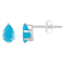6x4mm Pear Shape Turquoise Rhodium Over 10k White Gold Stud Earrings