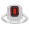 8x6mm Emerald Cut Garnet And White Topaz Accents Rhodium Over Sterling
Silver Double Halo Ring