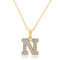 White Diamond Accent 10k Yellow Gold N Initial Pendant With 18” Rope Chain