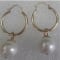 14KY Detachable Hoop Earrings 10-11mm Cultured Pearl