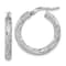 Rhodium Over 14K White Gold 15/16" Polished Satin and Diamond-Cut
Hoop Earrings