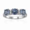 London Blue Topaz and Moissanite Sterling Silver 3-Stone Ring