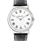 Mathey-Tissot Men's 42mm City White Dial And Bezel, Black Leather Strap Watch