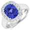 3.41ctw Violet Tanzanite and Diamond 14K White Gold Halo Ring